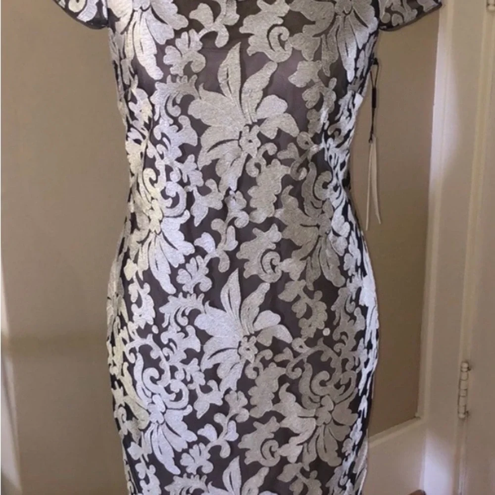 Calvin Klein Black and Silver Midi Dress - Picture 4 of 5